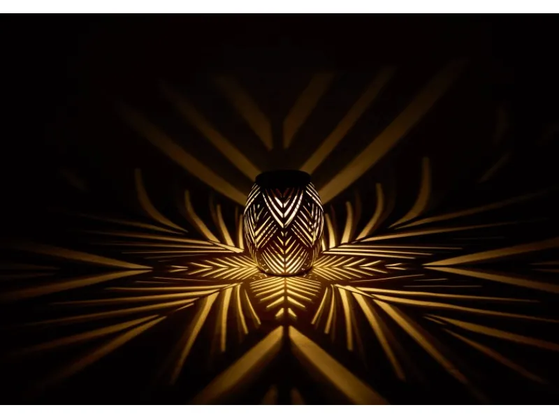 Sale Solar-Tischleuchte Blatt-Muster LED Ø 12,5 cm x 15 cm Sand