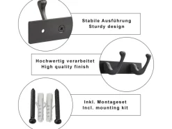 Hot SOTECH Blackline FORTE Hakenleiste 345 mm mit 4 Haken Schwarz Pulverbeschichtet