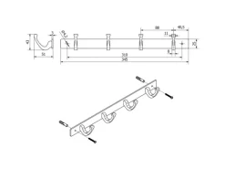 Hot SOTECH Blackline FORTE Hakenleiste 345 mm mit 4 Haken Schwarz Pulverbeschichtet