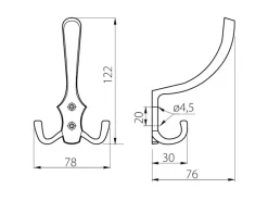 Hot SOTECH Garderobenhaken LENA 2 Fach Lang Schwarz
