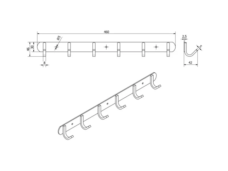 Online SOTECH Hakenleiste SAMU Echt Edelstahl mit 6 Haken
