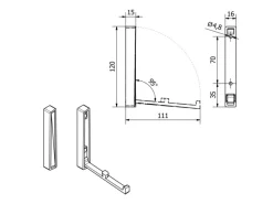SOTECH Klapphaken VALVOLE Höhe 120 mm x Breite 16 mm Schwarz Matt Aus Zinkdruckguss