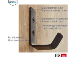 Clearance SOTECH Kleiderhaken LOXTEN 60 x 20 x 45 mm Echt Edelstahl Schwarz