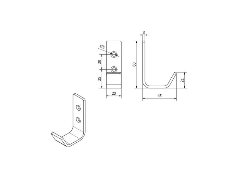 Clearance SOTECH Kleiderhaken LOXTEN 60 x 20 x 45 mm Echt Edelstahl Schwarz