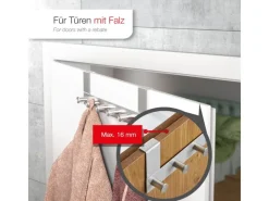 SOTECH Türgarderobe LINEA I Edelstahl mit 6 Haken für Türen mit Falz max. 16 mm