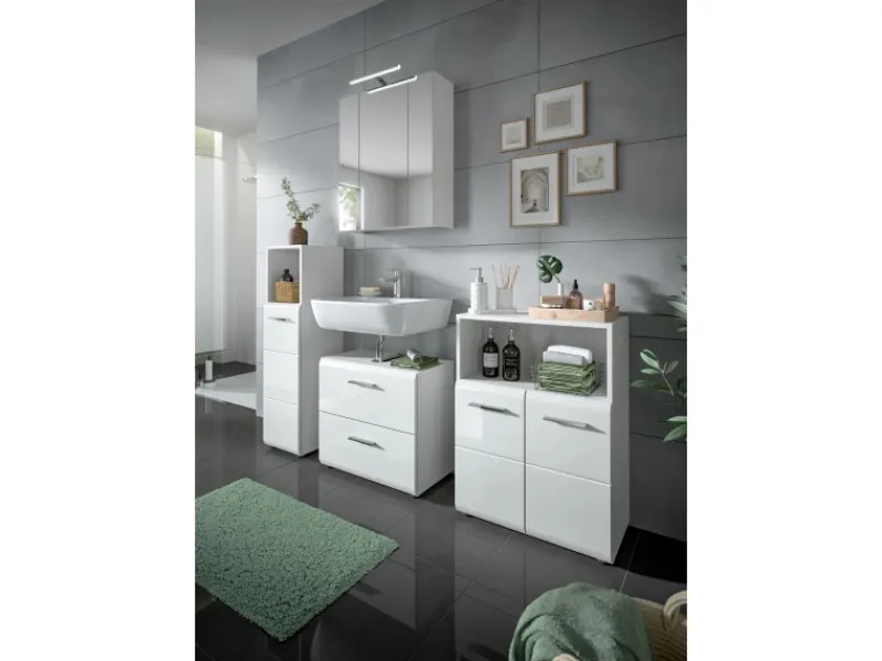 Standschrank Ice 30 cm x 110 cm x 30 cm Weiß-Weiß