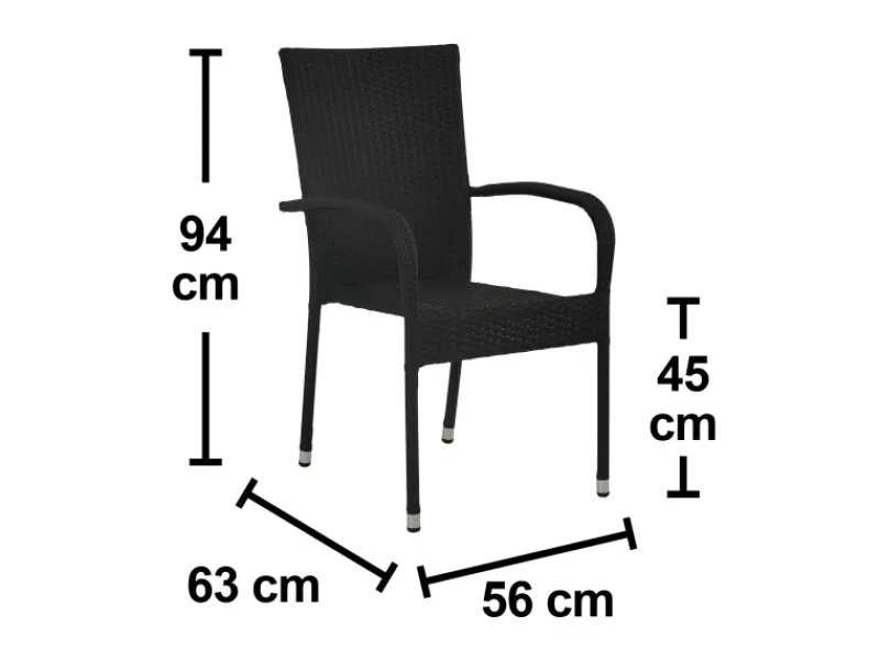 Stapelstuhl Soncor Polyrattan Stahl Schwarz