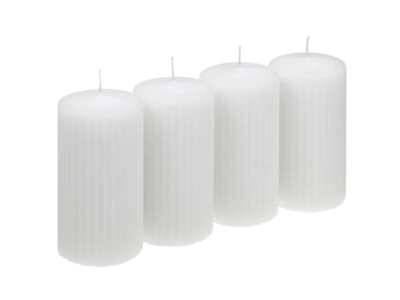 Steinhart Rillen-Stumpenkerze Getaucht Ø 5,7 cm x 11 cm 4er Riegel