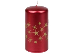 Best Steinhart Stumpenkerze Glitzersterne Lackiert Ø 5,7 cm x 11 cm Rubin