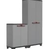 Discount Keter Stilo 2er-Set Kunststoffschrank hoch und niedrig Grau-Schwarz
