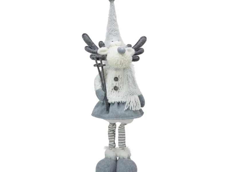 Stoff-Rentier Mädchen 64 cm x 18 cm x 15 cm cm Hellgrau-Weiß