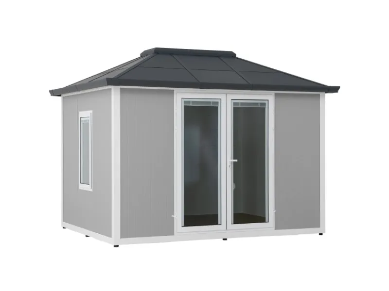 New Sunjoy Gartenhaus Riga Alu/Stahl 302 cm x 386 cm Grau