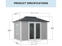 New Sunjoy Gartenhaus Riga Alu/Stahl 302 cm x 386 cm Grau