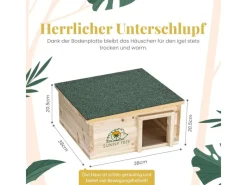 Sunny Tree Igelhaus Wasserdichtes Holz-Igelhaus mit Boden Igel-Futterhaus für Draußen Igelhaus mit Eingangstunnel