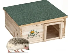 Sunny Tree Igelhaus Wasserdichtes Holz-Igelhaus mit Boden Igel-Futterhaus für Draußen Igelhaus mit Eingangstunnel