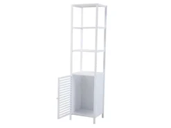 Hot SVITA Badregal L Mit Tür Hoher Badezimmerschrank Regal Freistehend Natur Weiß