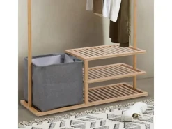 SVITA Basri Garderobe Kleiderständer Mit Schuhablage Aufbewahrungsbox Bambus