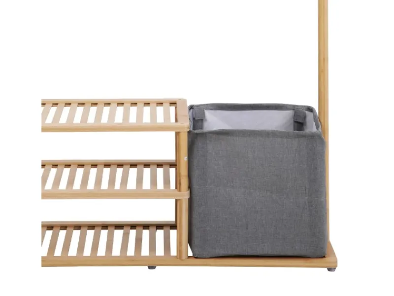 SVITA Basri Garderobe Kleiderständer Mit Schuhablage Aufbewahrungsbox Bambus