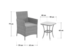 Best SVITA Brooklyn Bistro Gartenmöbelset 3-tlg. Rattan Outdoor Gartenlounge Schwarz
