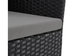 Best SVITA Brooklyn Bistro Gartenmöbelset 3-tlg. Rattan Outdoor Gartenlounge Schwarz