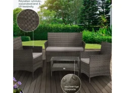 SVITA Brooklyn Polyrattan Sitzgruppe Lounge Gartenmöbel Set