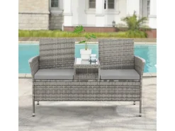 SVITA Chicago Rattan-Bank Garten-Bank Lounge Sitzecke