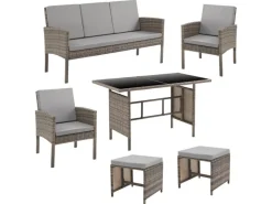Sale SVITA Denver Polyrattan Gartenmöbel Set Essgruppe Lounge Esstisch Braun