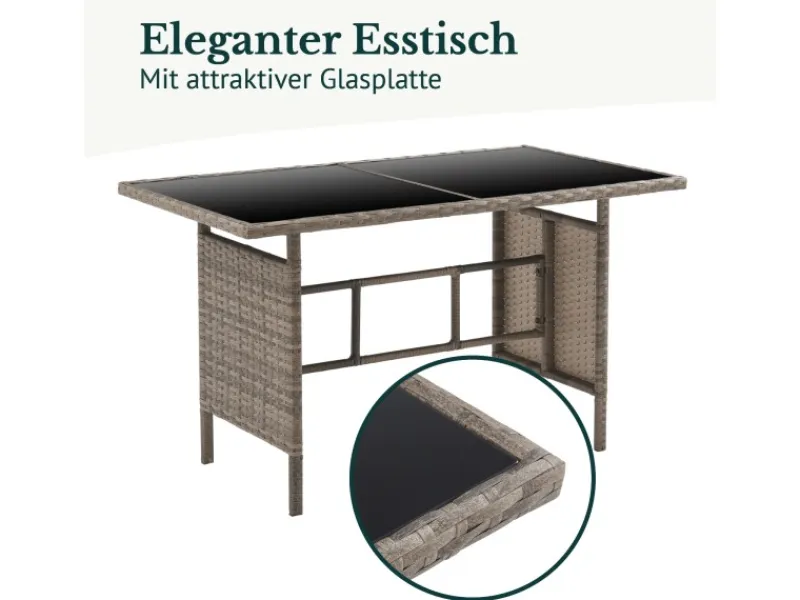 Sale SVITA Denver Polyrattan Gartenmöbel Set Essgruppe Lounge Esstisch Braun