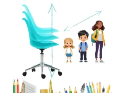 SVITA Eddy Kinderschreibtischstuhl Schreibtischstuhl Kinder Drehstuhl Höhenverstellbar Türkis