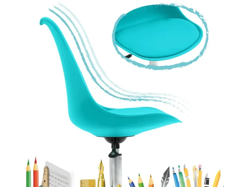 SVITA Eddy Kinderschreibtischstuhl Schreibtischstuhl Kinder Drehstuhl Höhenverstellbar Türkis