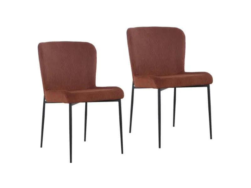 Outlet SVITA Freddie Esszimmerstuhl 2er Set Cordbezug Polsterstuhl Esszimmer Küchenstuhl Bequem Metallbeine Braun