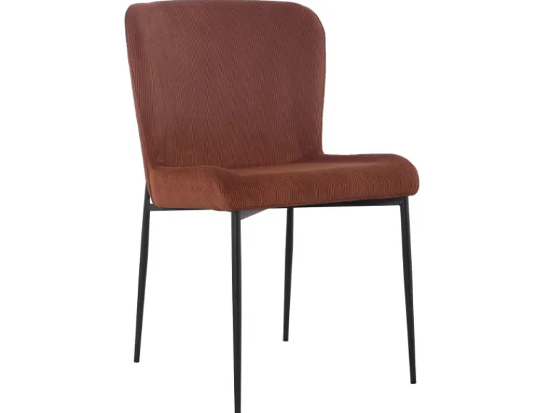 Outlet SVITA Freddie Esszimmerstuhl 2er Set Cordbezug Polsterstuhl Esszimmer Küchenstuhl Bequem Metallbeine Braun