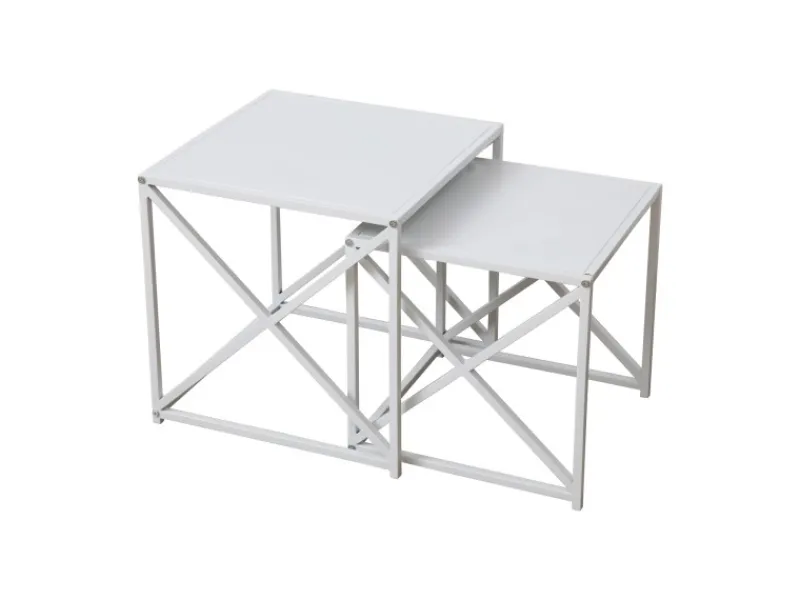 Clearance SVITA Gemo Beistelltisch 2er Set Kaffeetisch Wohnzimmertisch Metalltisch Weiß