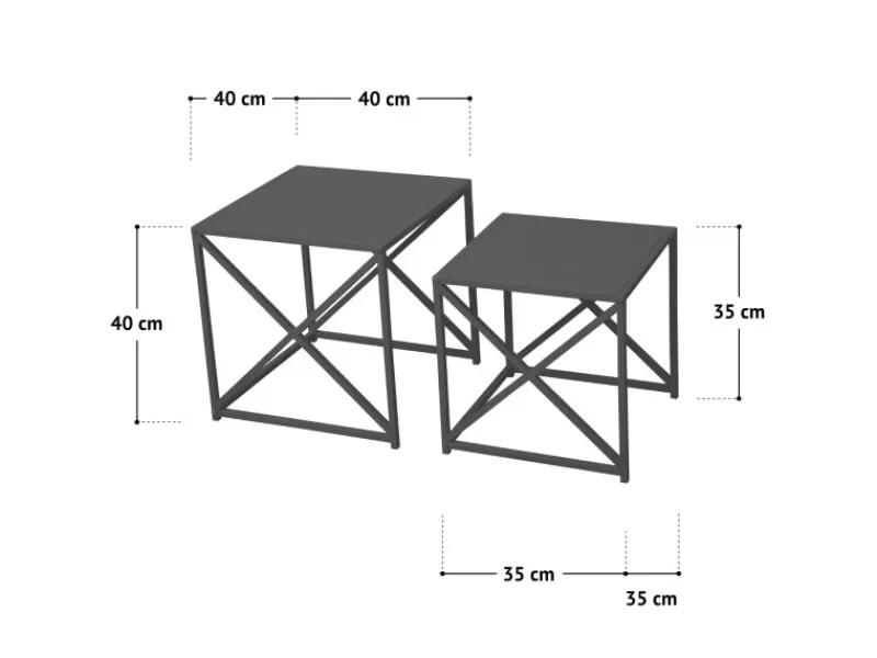 Clearance SVITA Gemo Beistelltisch 2er Set Kaffeetisch Wohnzimmertisch Metalltisch Weiß