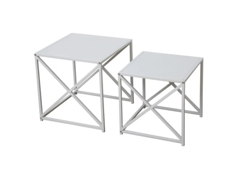 Clearance SVITA Gemo Beistelltisch 2er Set Kaffeetisch Wohnzimmertisch Metalltisch Weiß