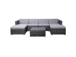 Online SVITA Lugano Polyrattan Lounge Gartenmöbel Set Gartenlounge Gartensofa Grau