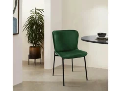 Outlet SVITA Mary 2er Set Esszimmerstuhl Polsterstuhl Ohne Armlehnen Samt Dunkelgrün/Schwarz