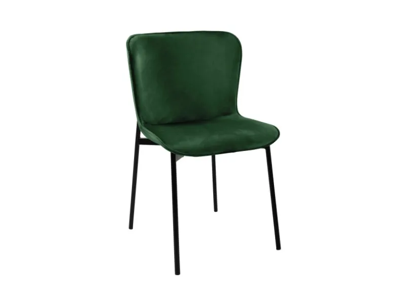 Outlet SVITA Mary 2er Set Esszimmerstuhl Polsterstuhl Ohne Armlehnen Samt Dunkelgrün/Schwarz