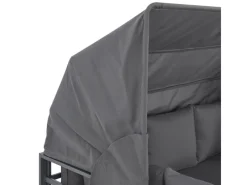 Best SVITA Maui Gartenmöbel-Lounge-Set Mit Dach Outdoor-Sofa Strandkorb-Sonneninsel Stahl Grau