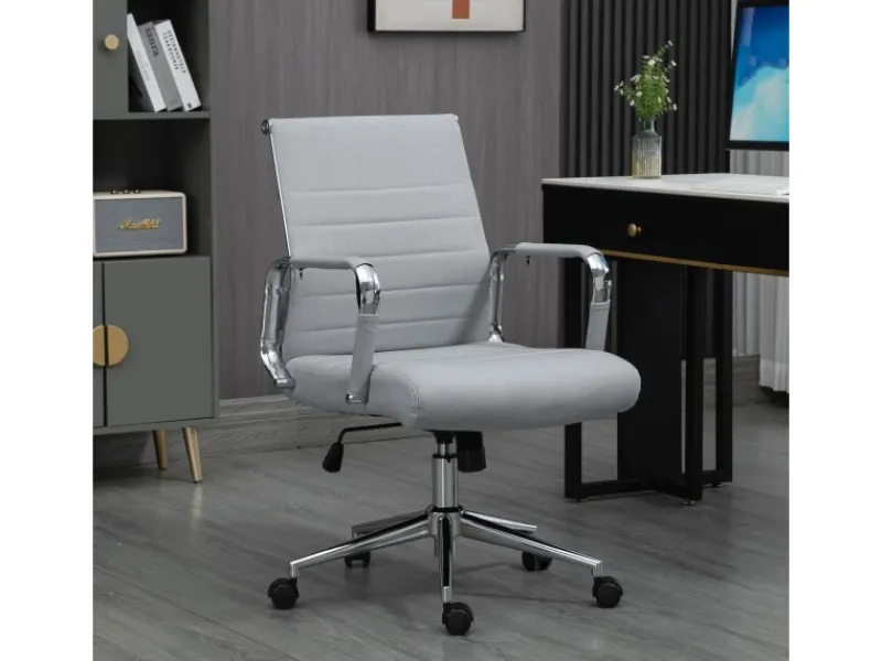 New SVITA Office Comfort Bürostuhl Schreibtischstuhl Drehstuhl Niedrige Rückenlehne Stoff Hellgrau