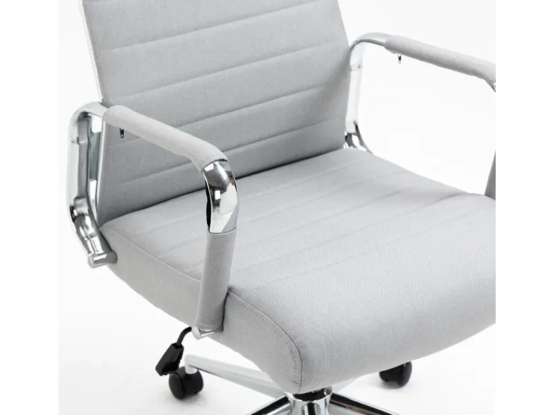 New SVITA Office Comfort Bürostuhl Schreibtischstuhl Drehstuhl Niedrige Rückenlehne Stoff Hellgrau