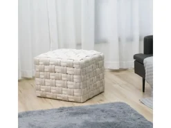 Discount SVITA Poppy Hocker Sitzpouf Geflochten Sitzhocker Fußhocker Für Sessel Samt Beige