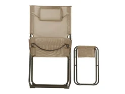 Sale SVITA Tomra Liegestuhl Mit Hocker Klappbar Campingstuhl Kopfkissen Taupe