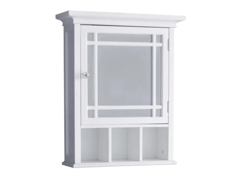 Discount Teamson Home Badezimmer Neal Holz Medizinschrank mit Spiegel Tür Weiß