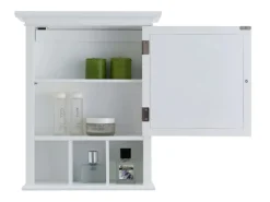Discount Teamson Home Badezimmer Neal Holz Medizinschrank mit Spiegel Tür Weiß