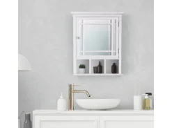 Discount Teamson Home Badezimmer Neal Holz Medizinschrank mit Spiegel Tür Weiß