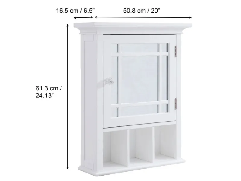 Discount Teamson Home Badezimmer Neal Holz Medizinschrank mit Spiegel Tür Weiß