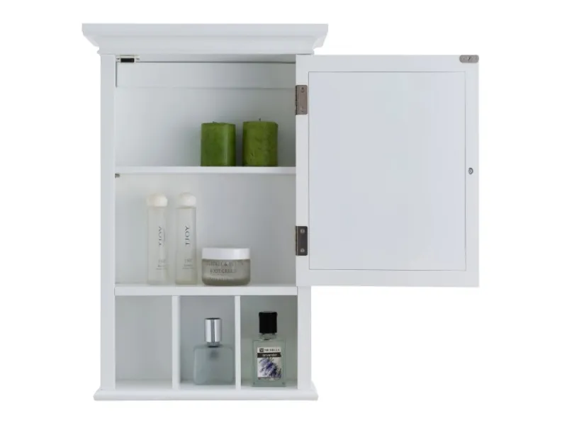 Discount Teamson Home Badezimmer Neal Holz Medizinschrank mit Spiegel Tür Weiß