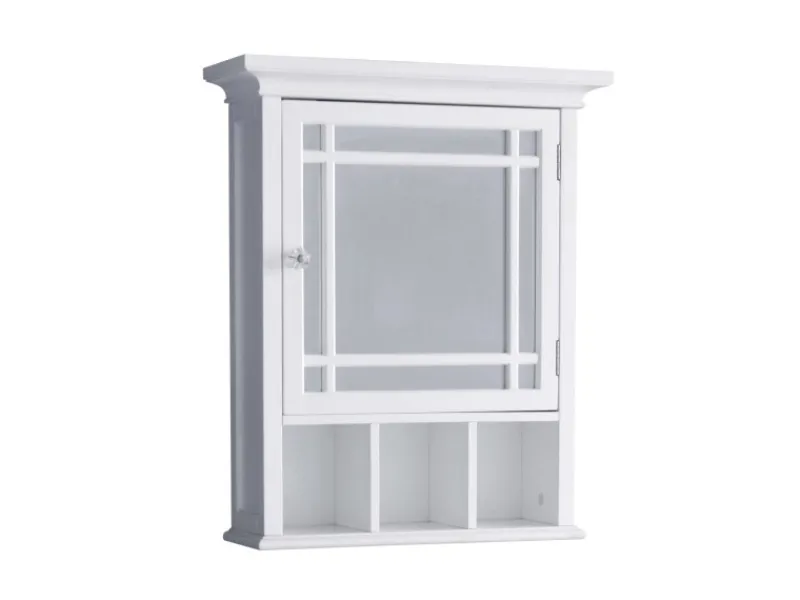 Discount Teamson Home Badezimmer Neal Holz Medizinschrank mit Spiegel Tür Weiß