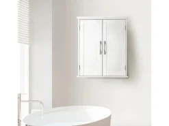 Teamson Home Holz Badezimmer Wand Medizinschrank mit Verstellbaren Regalen Weiß